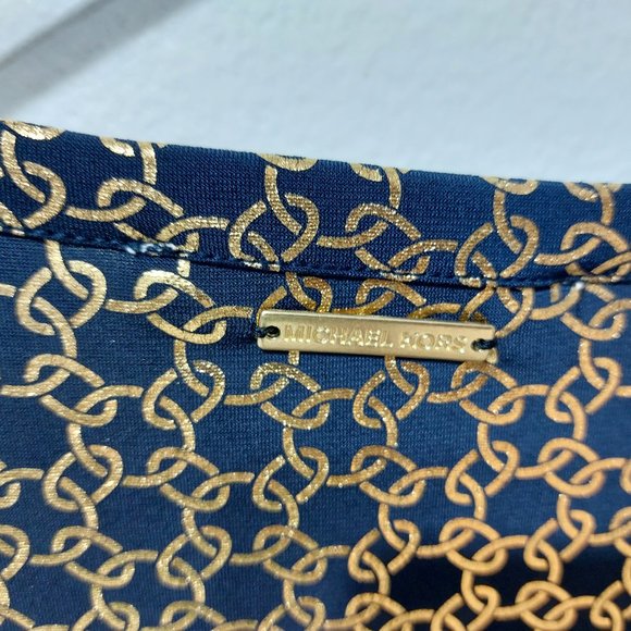 MICHAEL KORS Women's Metallic Chain-Print Knot Mini Dress SIZE MEDIUM - Picture 7 of 13